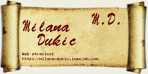 Milana Dukić vizit kartica